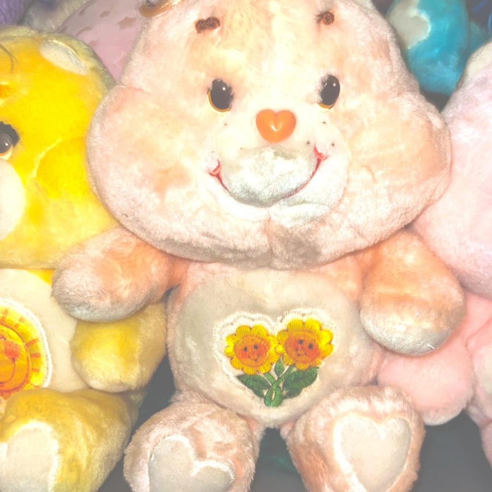 Vintage 80s CareBear Friendship Bear Plush Sunflower Friend Toy Christmas Gift